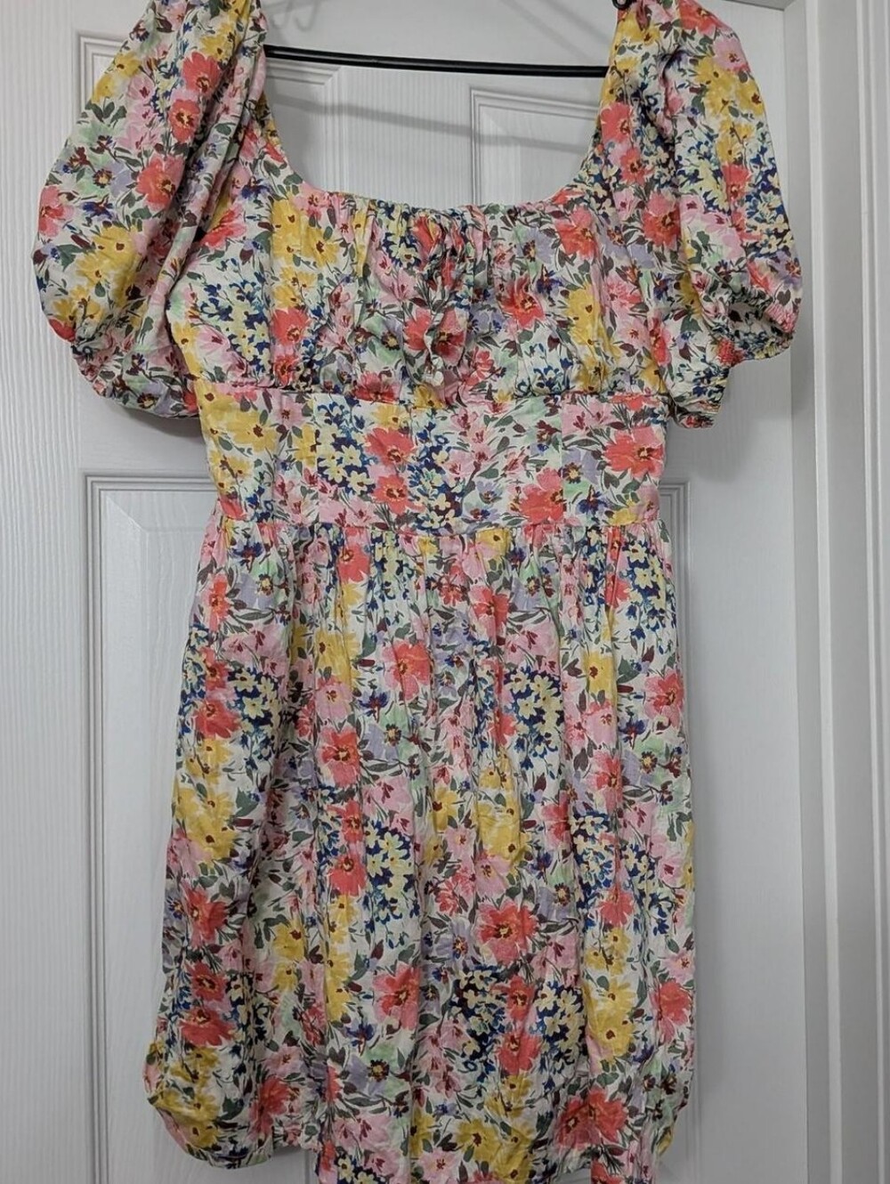 GAP Floral Puff-Sleeve Mini Dress